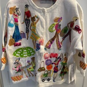 Embroidered Women's Cardigan with Colorful Designs